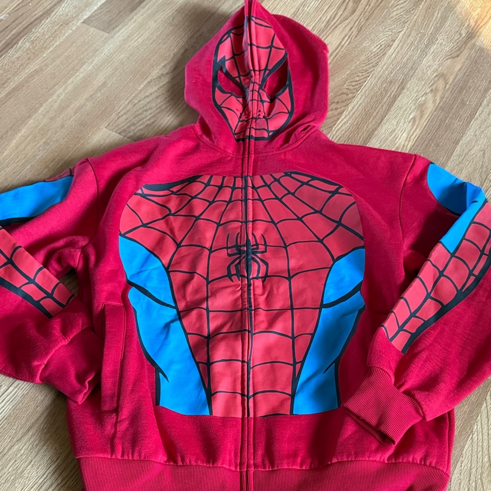 Mens Marvel Red and Blue Spider Hoodie Men’s Unisex Medium